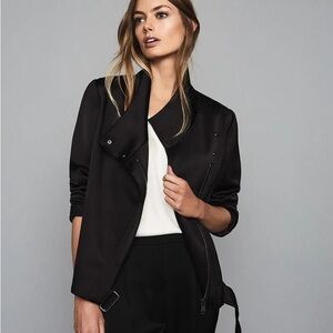 Reiss Harriet satin biker jacket